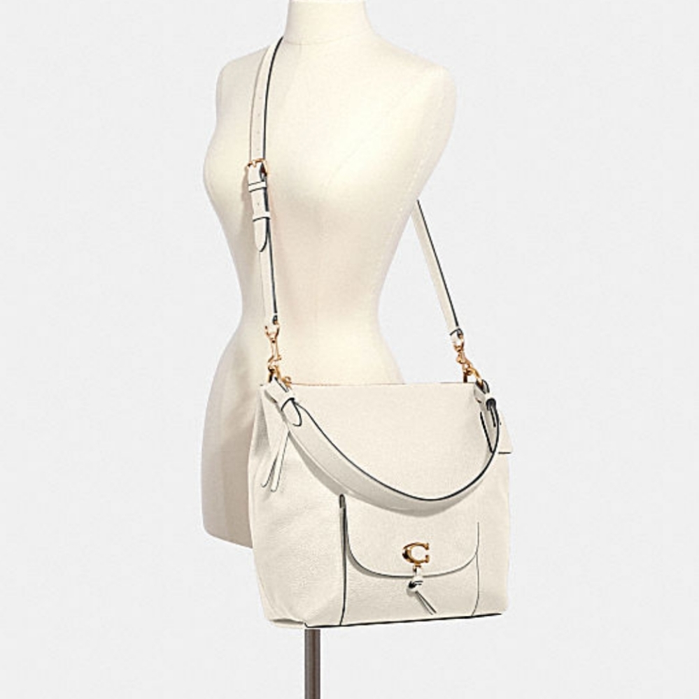 Coach chalk gold Remi refined pebble leather hobo crossbody bag - Picture 15 of 15